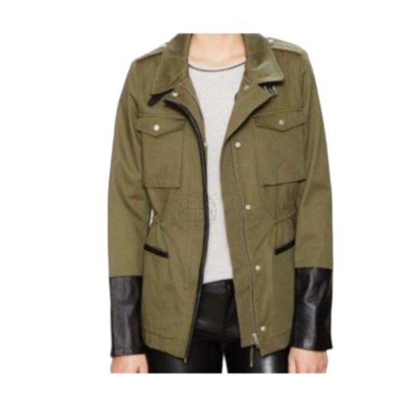 MAJE Military Style Khaki Green Jacket - Size S - Picture 3 of 10